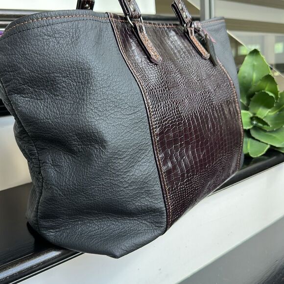 Lenniker Leathercraft Extra Large All Leather Tote Bag Croc Embossed travel - Picture 3 of 12